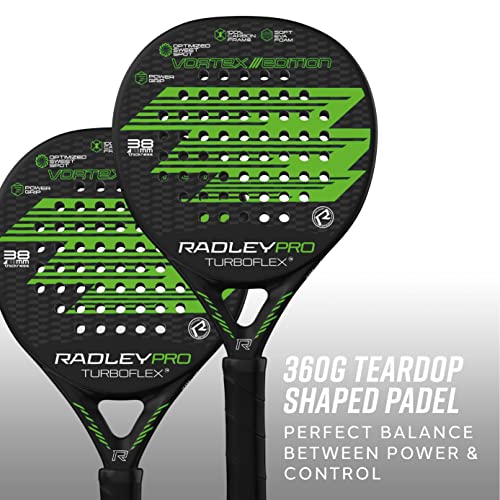 2 Pack Radley Pro Turboflex Padel Rackets, Carbon Fiber Frame