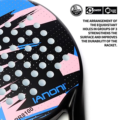 Lightweight Blue Padel Racket with Carbon Fiber Surface