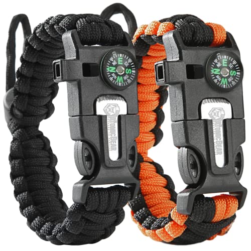 Atomic Bear Paracord Bracelet Duo in Black & Orange