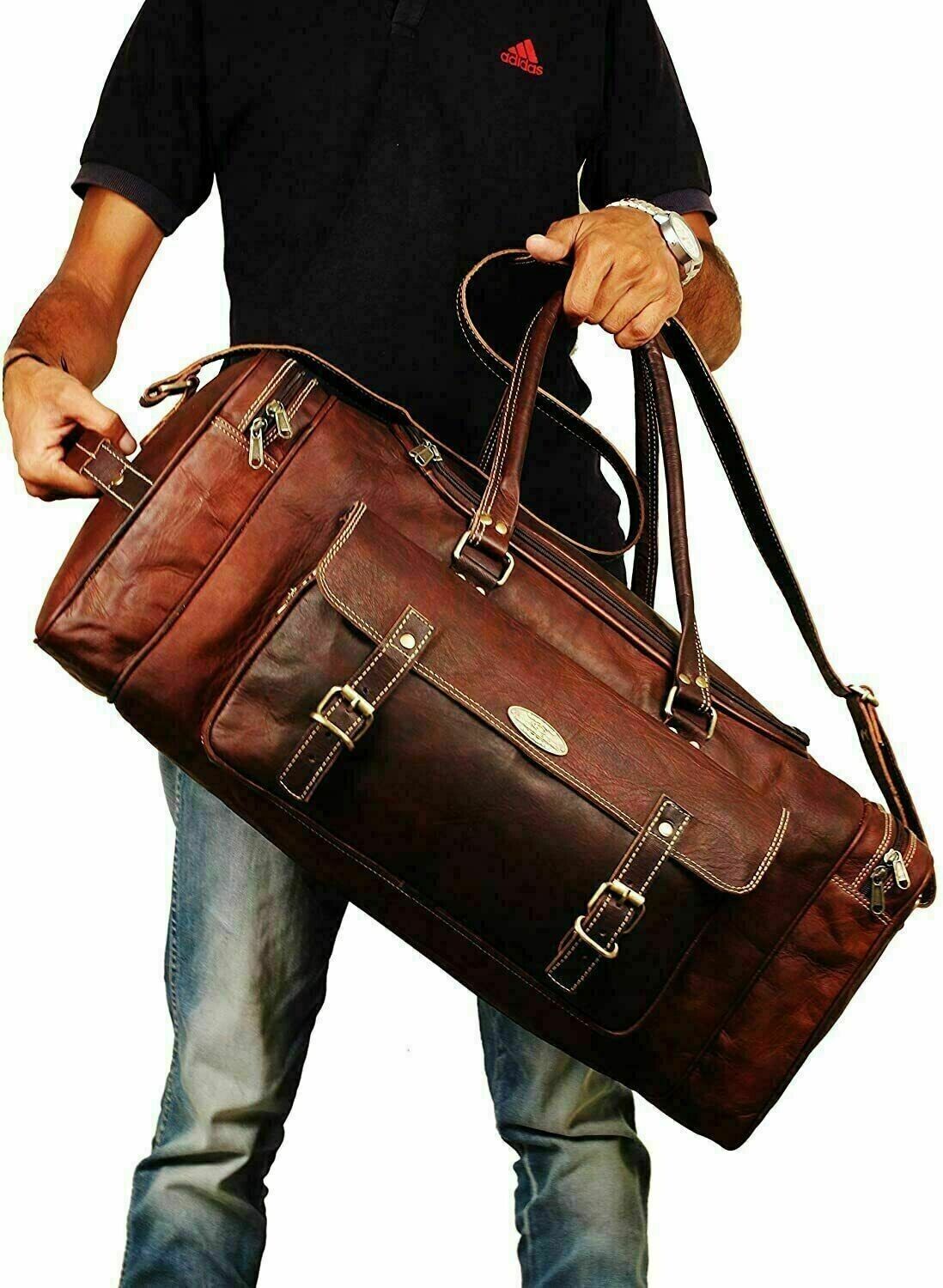 Vintage Leather Men's 30" Duffel Travel Bag