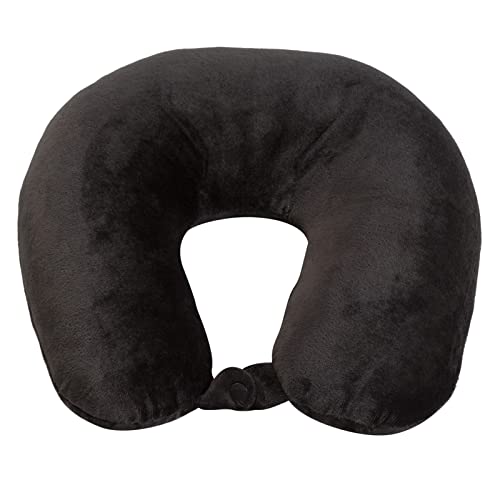 Wolf Essentials Adult Cozy Soft Microfiber Neck Pillow, Compact, Perfect for Plane or Car Travel, Black
