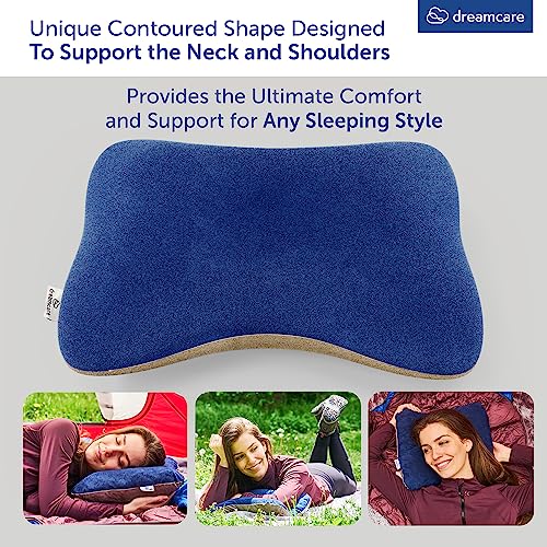Camping Pillow, Memory Foam Travel Pillow, Camping Accessories - Small Pillow Camping Essentials Camping Pillows for Sleeping, Backpacking Pillow, Travel Pillows for Sleeping Airplane (Medium, Blue)