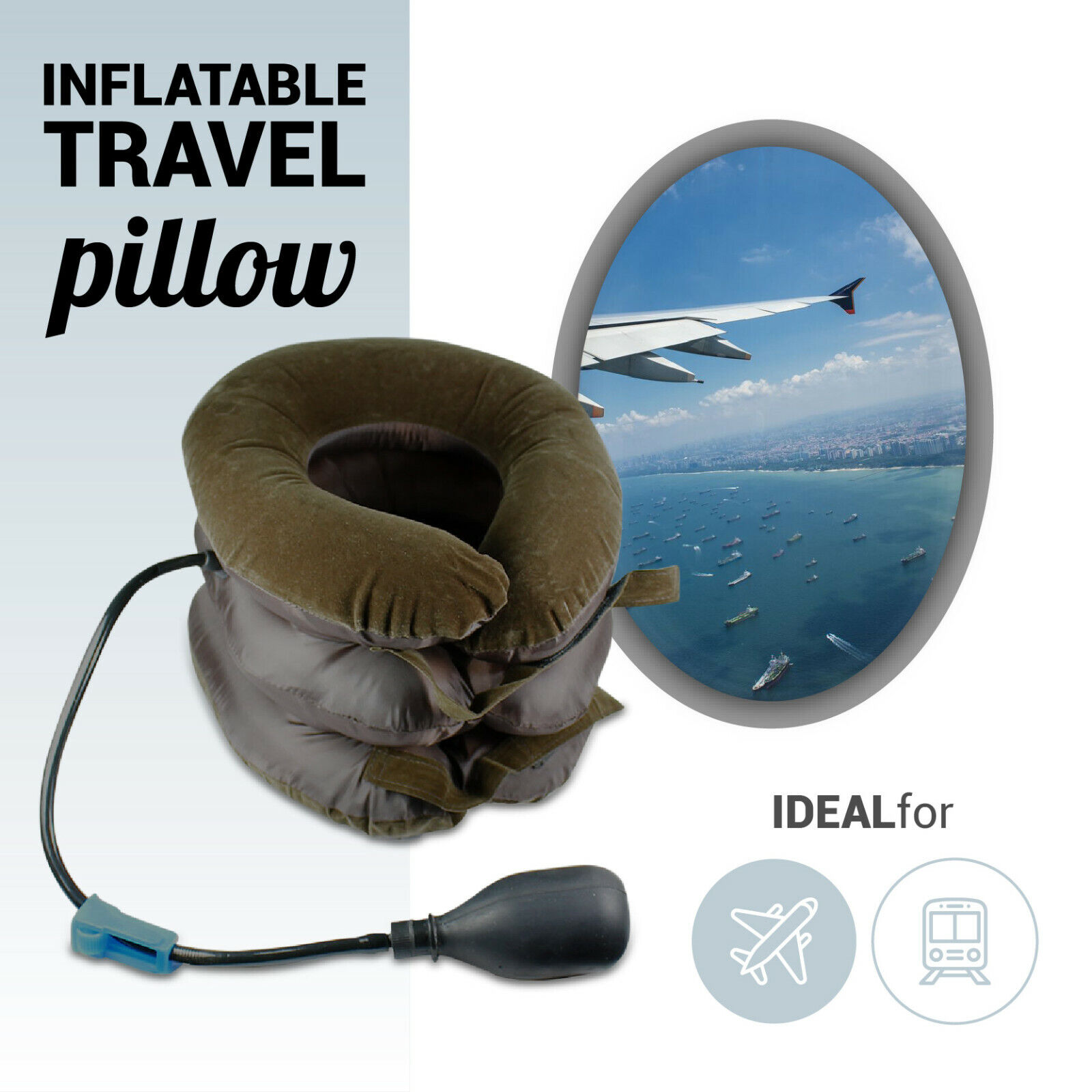 Travel Head Rest Neck Pillow Support Airplane Cushion U Shaped Cervical Inflated