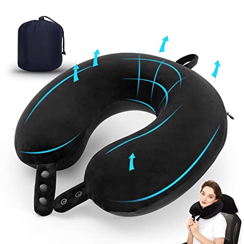 Adjustable Memory Foam Travel Neck Pillow (Black)