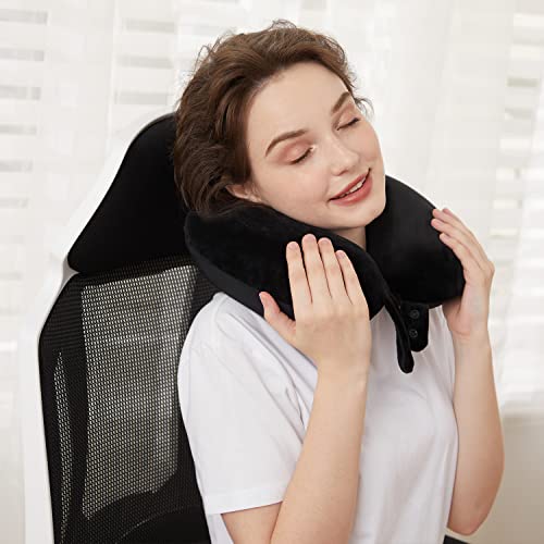 Adjustable Memory Foam Travel Neck Pillow (Black)