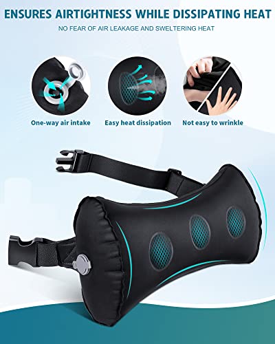 Inflatable Lumbar Pillow for Airplane Travel Lumbar Support Pillow for Car, Office Chair Back Support Office Chair Back Support for Reducing Lower Back Pain (Black)