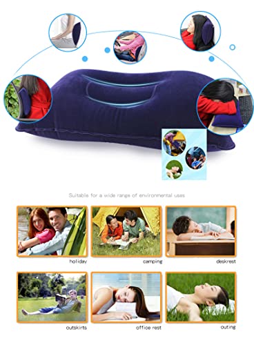 Aircee 3 Pieces Inflatable Travel Pillow for Camping, Fabric ,Home Office Sleeping, Head Neck Lumbar Support, Ultralight Portable Compact and Soft, Airplane Backpacking Trip Pillow
