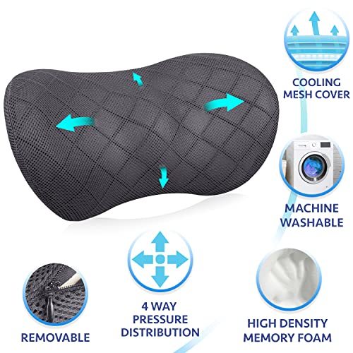 Life Design Lumbar Support Memory Foam Pillow – Lumbar Support Pillow for Office Chair – Lower Back Pain Relief – Great for Car Seat, Back Support, Computer Chair, Gaming Chair, Recliner Chair (Grey)