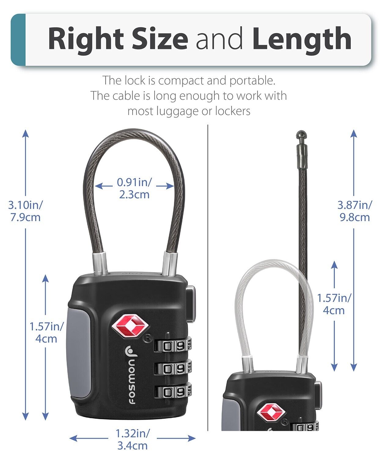2-Pack TSA Approved Luggage Padlock - 3-Digit Dial