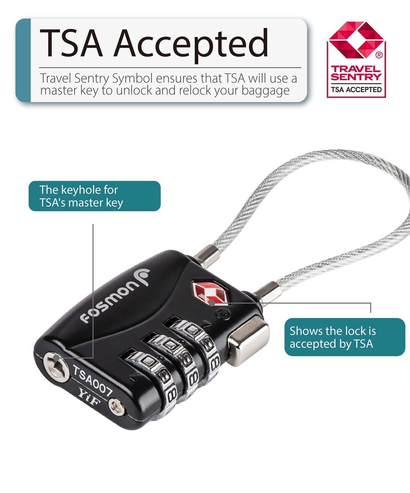 TSA Accepted Luggage Travel Suitcase Bag Lock 3 Digit Combination Padlock Reset