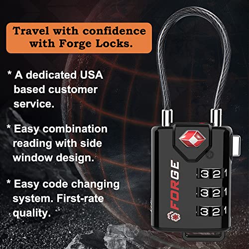 TSA Approved Cable Locks, Combination with Alloy Body