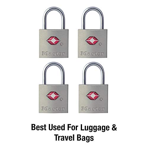 Master Lock TSA Luggage Locks with Key, TSA Approved for Backpacks, Bags and Luggage, 4 Pack, 4683Q