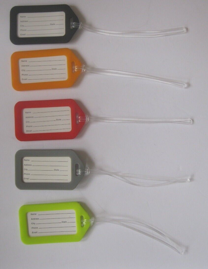 5 Luggage Tags in Assorted Clear Colors