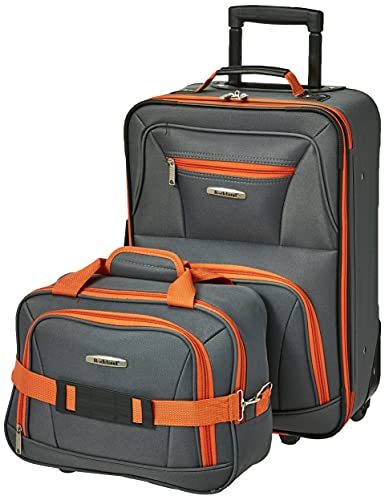 Fashion Charcoal Softside Upright Luggage Set - 2-Piece