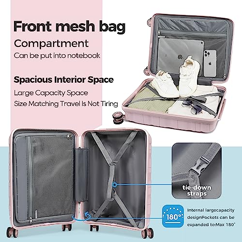 Melalenia Expandable Carry On Suitcase with Spinner Wheels