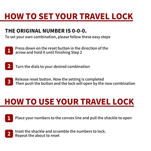 TSA Approved Luggage Travel Lock, Set-Your-Own Combination Lock for School Gym Locker, Luggage Suitcase Baggage Locks, Filing Cabinets, Toolbox, Case (Black, 2 Pack)