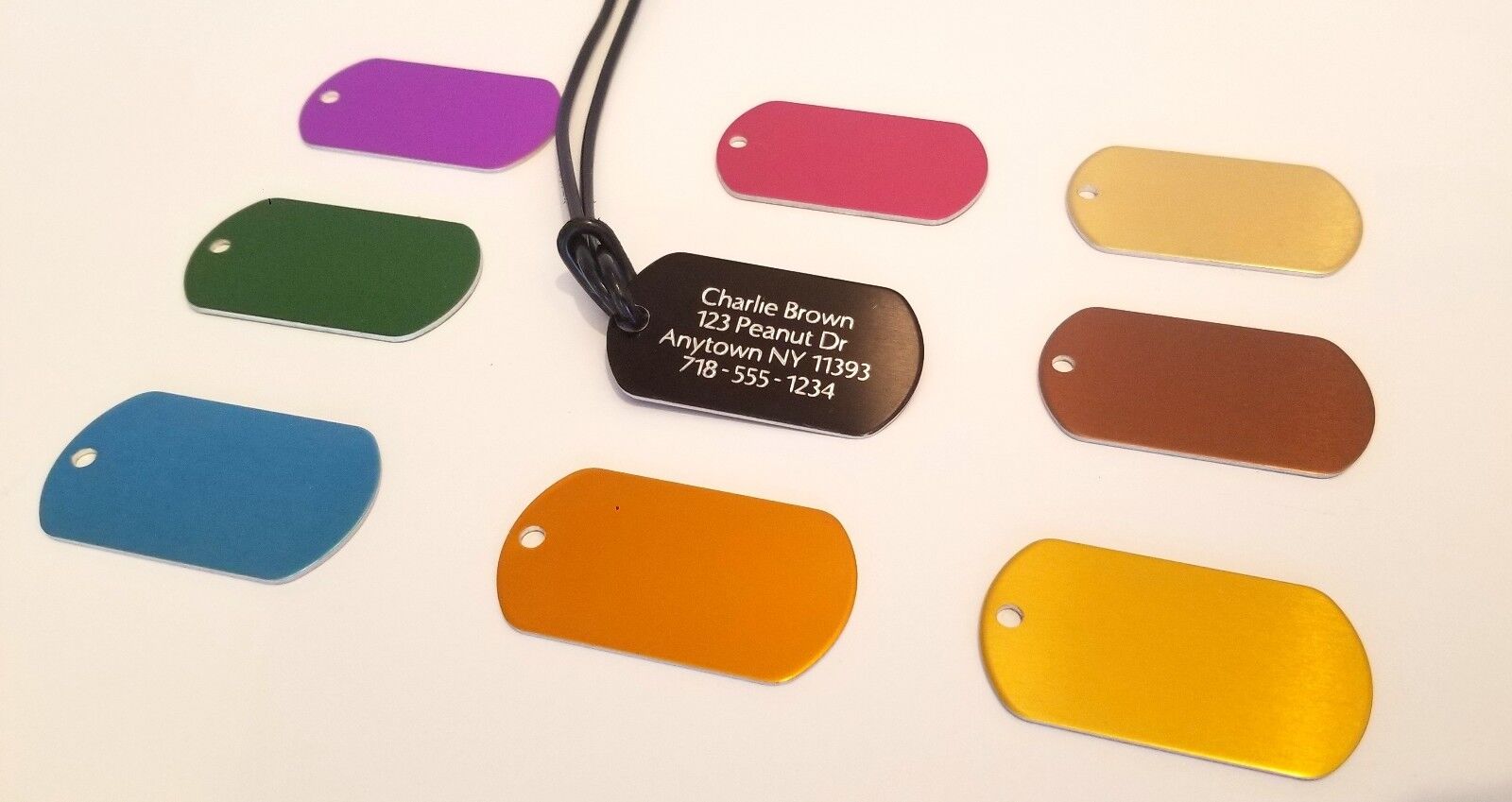 Engraved Double-Sided Diamond Luggage Tag with Strap