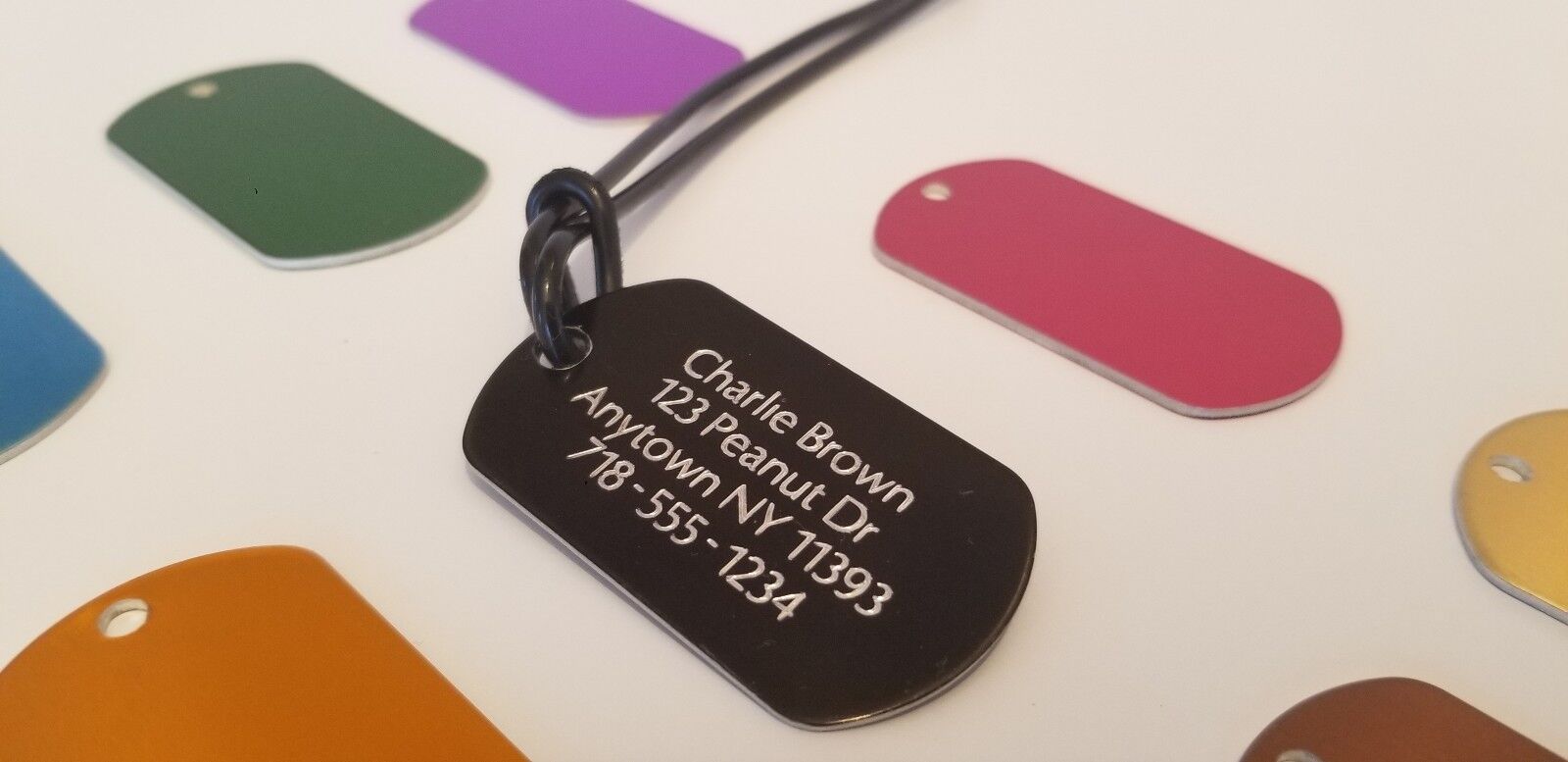 Engraved Double-Sided Diamond Luggage Tag with Strap