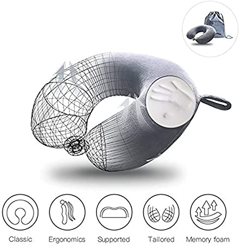 Travel Neck Pillow - Memory Foam Pillow Support Pillow,Luxury Compact & Lightweight Quick Pack for Camping,Sleeping Rest Cushion (Grey)