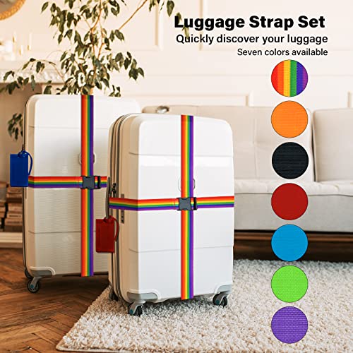 Adjustable Green Luggage Straps with ID Tags