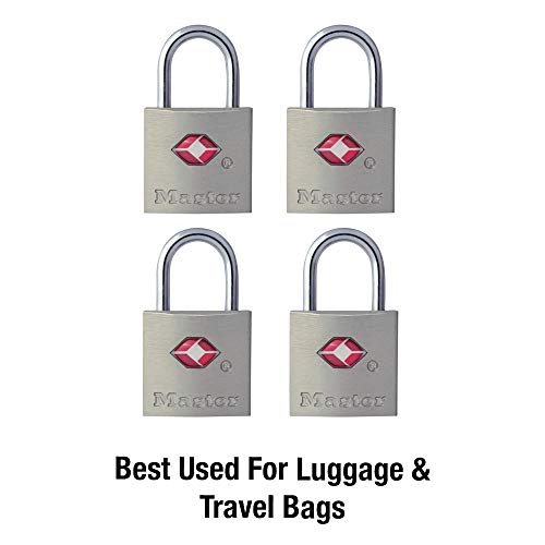 Master Lock TSA Luggage Locks with Key, TSA Approved for Backpacks, Bags and Luggage, 4 Pack, 4683Q