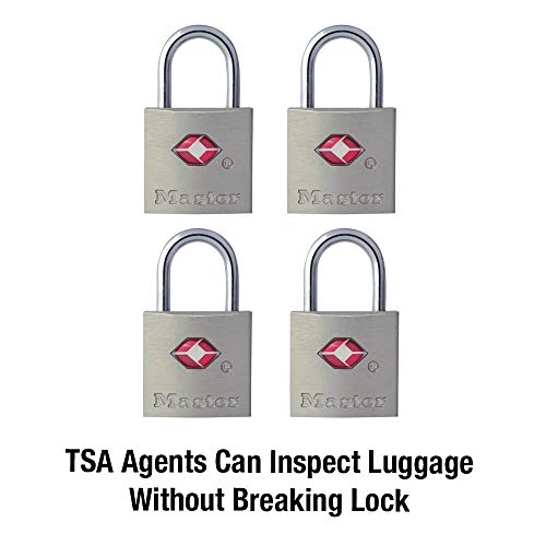 Master Lock TSA Luggage Locks with Key, TSA Approved for Backpacks, Bags and Luggage, 4 Pack, 4683Q