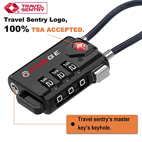 TSA Approved Cable Locks, Combination with Alloy Body