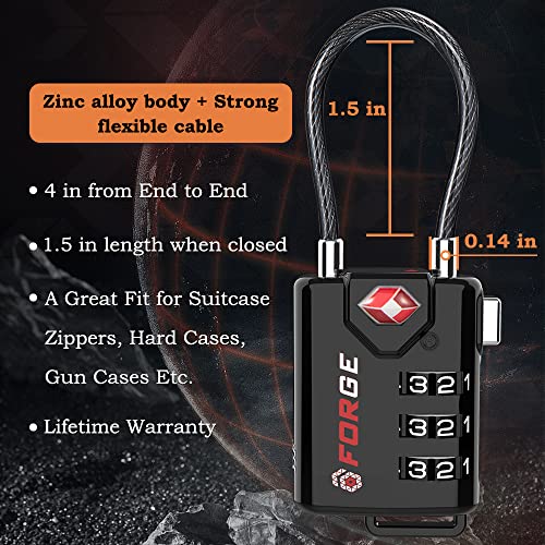 TSA Approved Cable Locks, Combination with Alloy Body