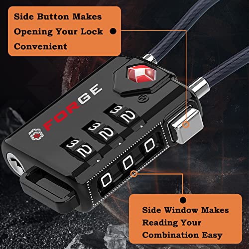 TSA Approved Cable Locks, Combination with Alloy Body