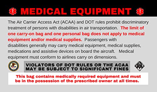 Travel Oxygen Medical Alert Luggage Tag - Regulations Approved