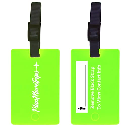 2 Neon Green Luggage Tags - TSA Approved
