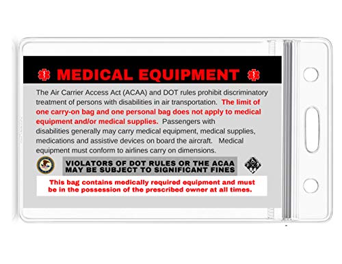 Travel Oxygen Medical Alert Luggage Tag - Regulations Approved