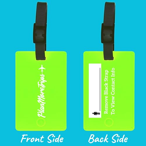 2 Neon Green Luggage Tags - TSA Approved