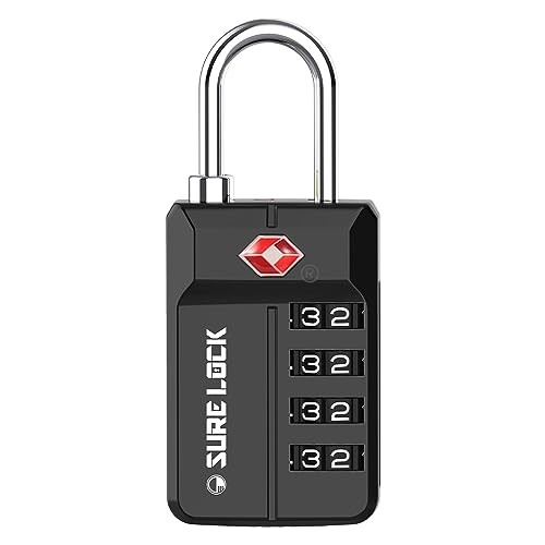 TSA Approved Travel Luggage Locks, Open Alert Combination Lock for School Office & Gym Locker,Toolbox, Pelican Case,Easy Read Dials- 1, 2 & 4 Pack (1, Black 1 Pack)