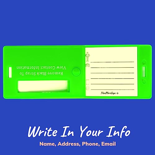 2 Neon Green Luggage Tags - TSA Approved