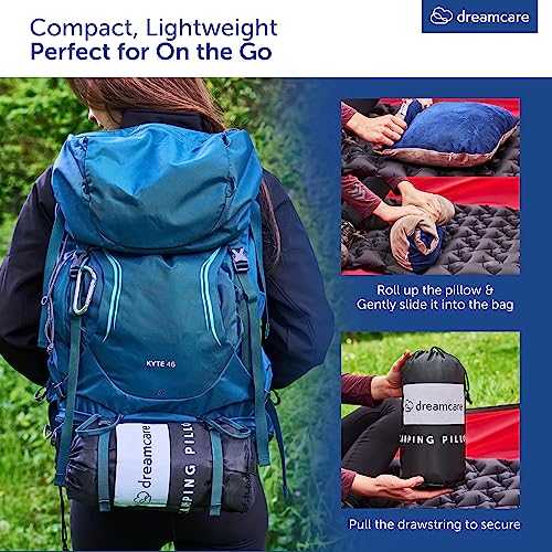 Camping Pillow, Memory Foam Travel Pillow, Camping Accessories - Small Pillow Camping Essentials Camping Pillows for Sleeping, Backpacking Pillow, Travel Pillows for Sleeping Airplane (Medium, Blue)