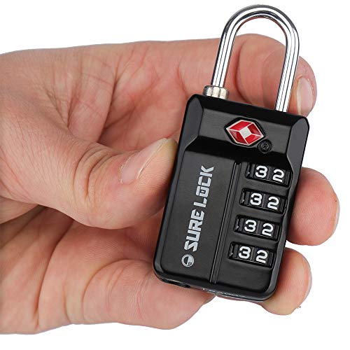 TSA Approved Travel Luggage Locks, Open Alert Combination Lock for School Office & Gym Locker,Toolbox, Pelican Case,Easy Read Dials- 1, 2 & 4 Pack (1, Black 1 Pack)