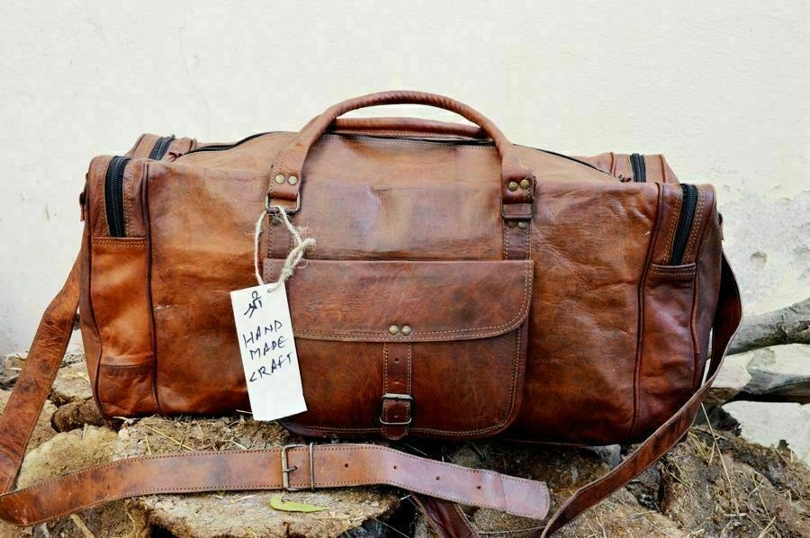 Genuine Leather Vintage Travel Gym Duffel - Men's Sizes