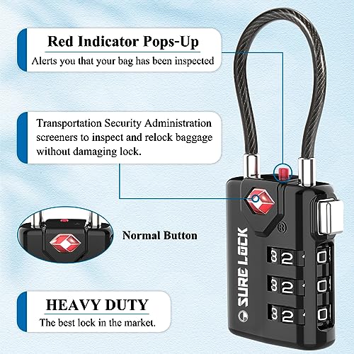 SURE LOCK TSA Approved Luggage Locks - 2 pack