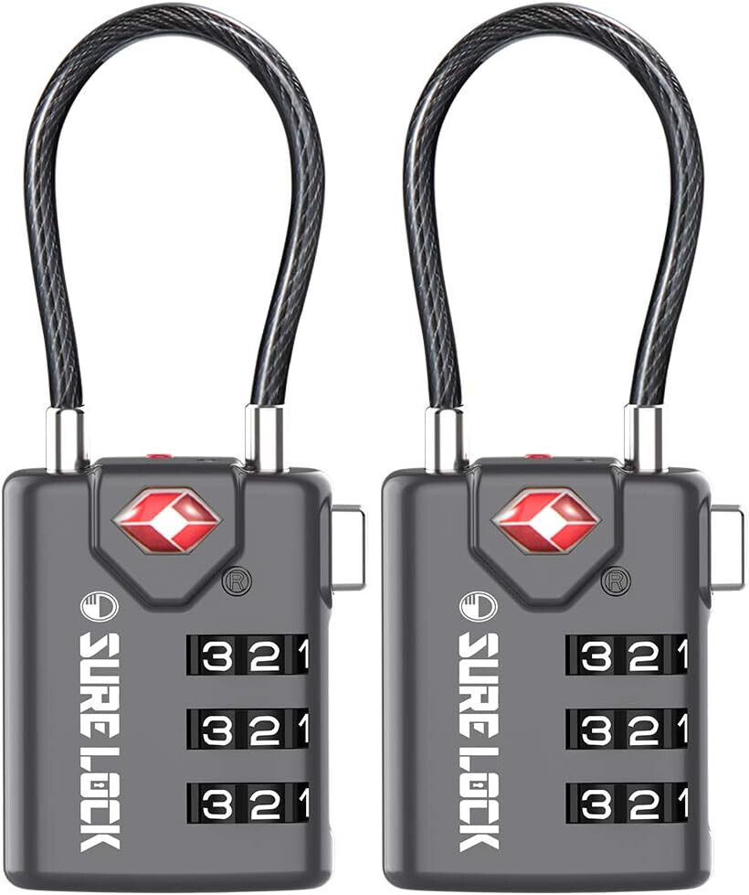 TSA Compatible Travel Locks, Inspection Indicator 2-Pack