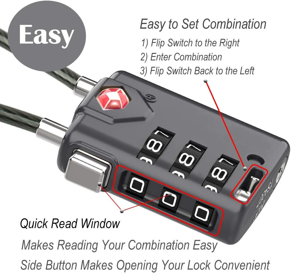 TSA Compatible Travel Locks, Inspection Indicator 2-Pack