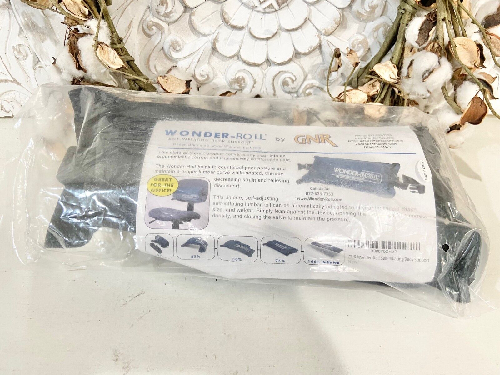 Wonder-Roll Self Inflating Lumbar Travel Pillow