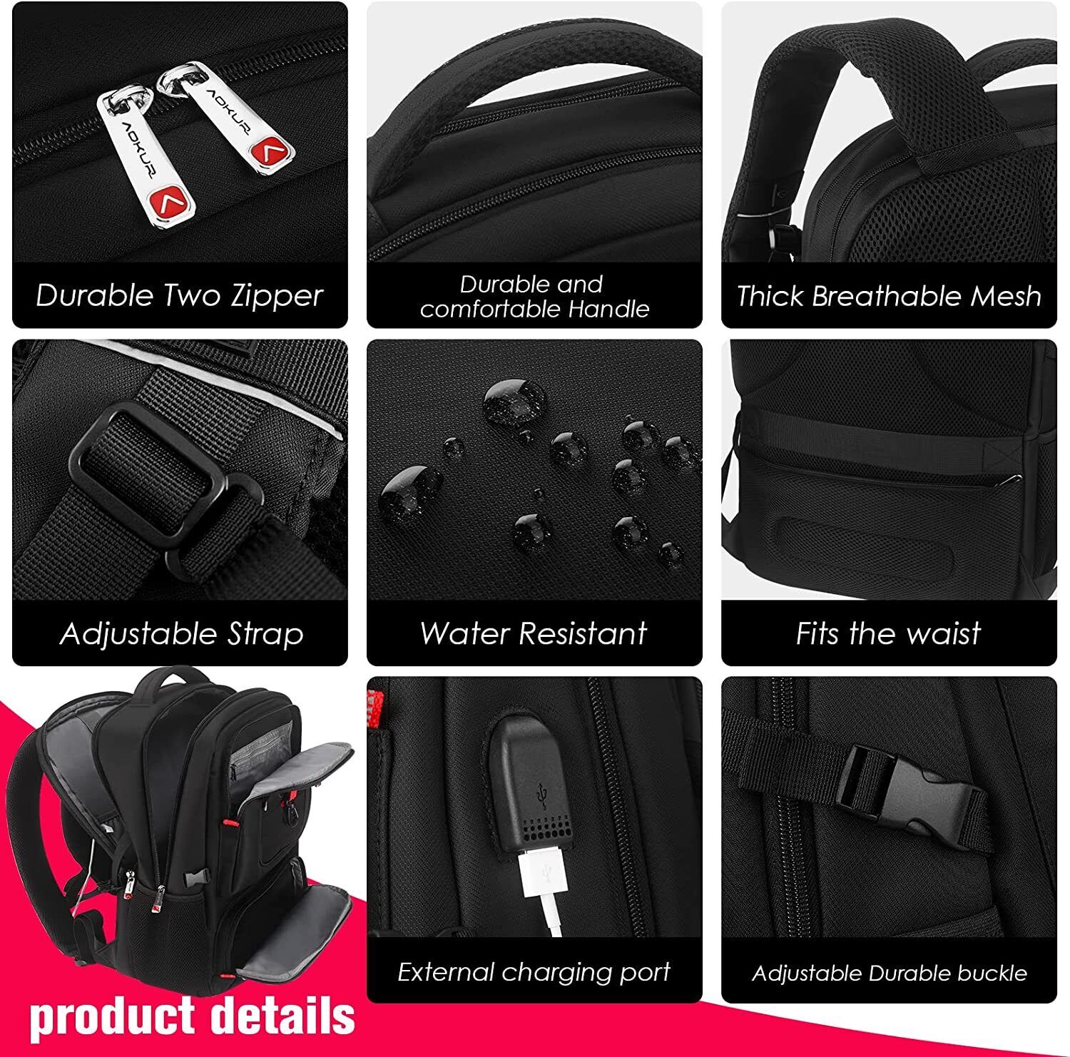 Waterproof 50L Business Travel Backpack - 17.3" Laptop