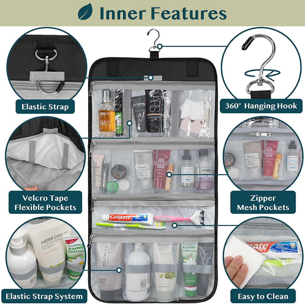 Hanging Travel Toiletry Bag with Zipper Pockets