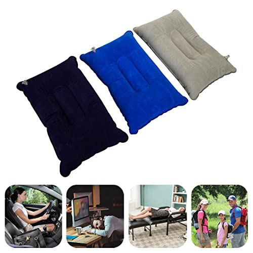 Aircee 3 Pieces Inflatable Travel Pillow for Camping, Fabric ,Home Office Sleeping, Head Neck Lumbar Support, Ultralight Portable Compact and Soft, Airplane Backpacking Trip Pillow