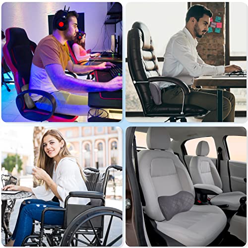 Life Design Lumbar Support Memory Foam Pillow – Lumbar Support Pillow for Office Chair – Lower Back Pain Relief – Great for Car Seat, Back Support, Computer Chair, Gaming Chair, Recliner Chair (Grey)