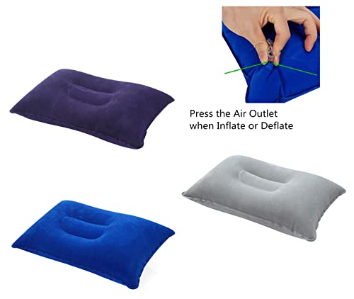 Aircee 3 Pieces Inflatable Travel Pillow for Camping, Fabric ,Home Office Sleeping, Head Neck Lumbar Support, Ultralight Portable Compact and Soft, Airplane Backpacking Trip Pillow