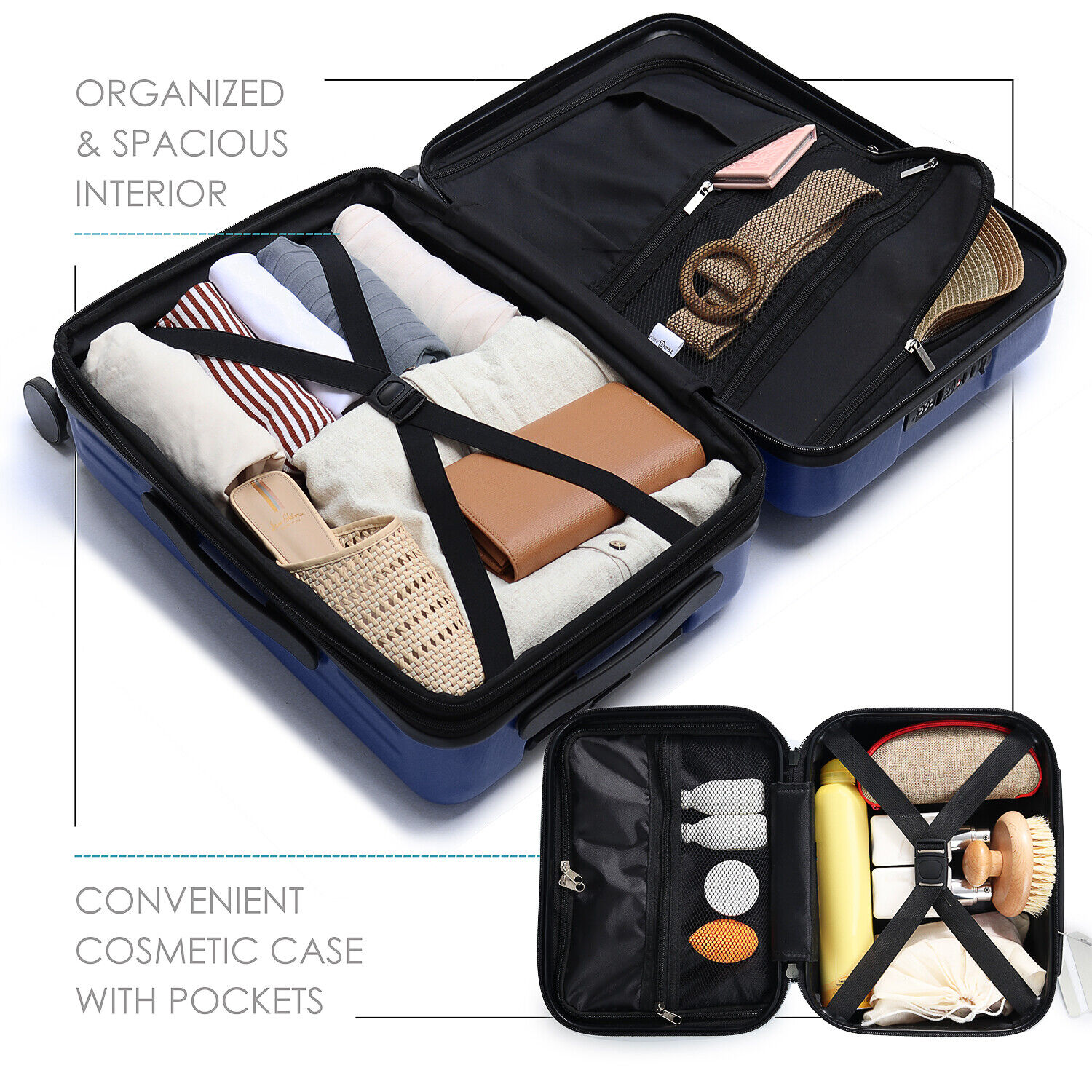 Travel Luggage Set: Carry-On & Hardshell Spinner
