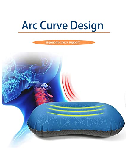 Crisonky Camping Pillow - Inflatable Pillow - Travel Pillows for Backpacking & Airplane, Lumbar Support 2.0 Blow Up Pillows, Ultralight Compressible, Comfortable, Ergonomic Pillows (Light Grey)