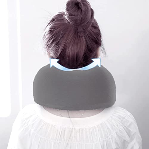 YIRFEIKRER Travel Pillow, Best Memory Foam Neck Pillow and Head Support Soft Pillow with Side Storage Bags, for Sleep Rest, Airplane, Car, Family and Travel Use（Dark Grey）